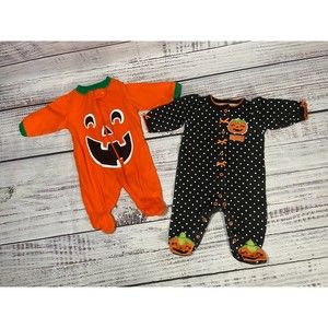 Halloween Newborn Pumpkin Onesie Set of 2